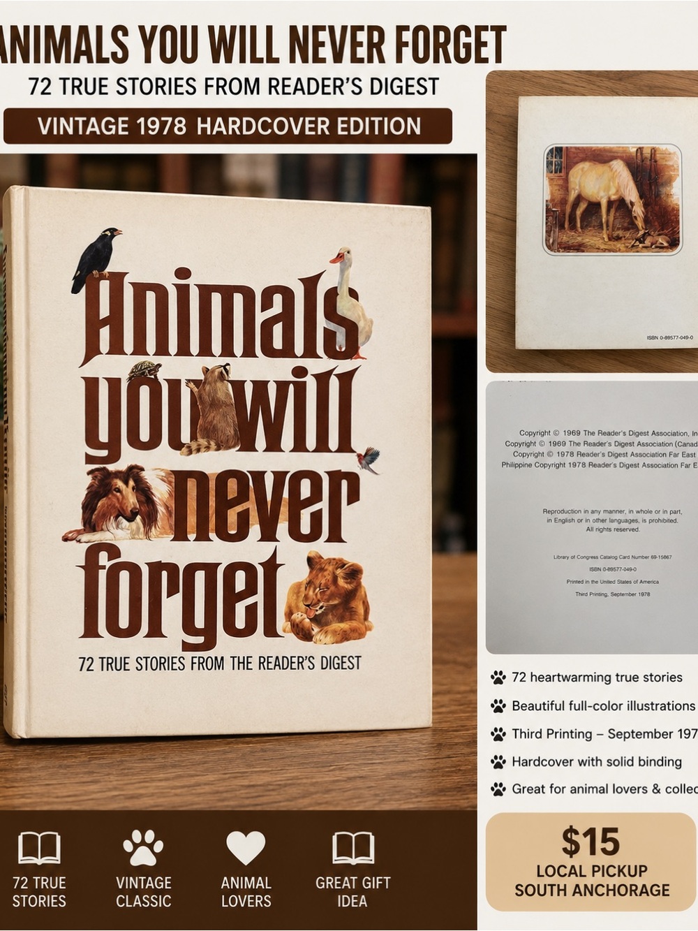 Animals You Will Never Forget – Vintage Reader’s Digest Hardcover (1978)